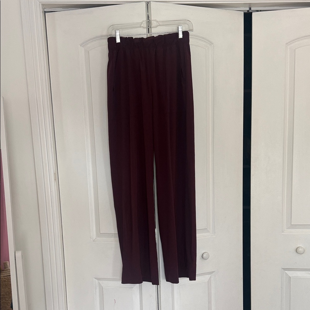 Beyond Yoga Wide-Leg Elastic Waist Pants in Deep Burgundy